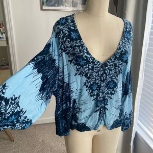 Free People Wide Sleeve Blouse